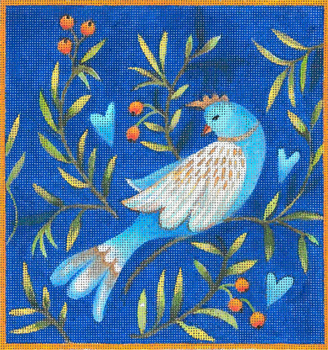 JG-159 Love Bird #2 Dark Blue 7.5x8 Janice Gaynor