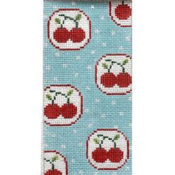 4297 CHERRIES ON TURQUOISE EYEGLASS CASE 3.5 x 7 13 Mesh Alice Peterson Designs