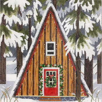 4336 CABIN IN THE WOODS 9 x 9 13 Mesh Alice Peterson!