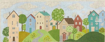 ASIT468 Whimsical Row Houses 18 X 7.75 18 Mesh A Stitch In Time