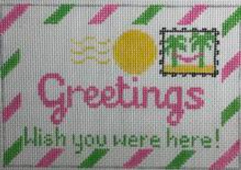 RD 342 Mini Wish You Were Here  3.5"x5.5" 18 Mesh Rachel Donley Needlepoint Designs