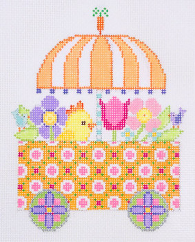 HO104B Easter Train - Orange Chick Car 4x5.5 18 Mesh EyeCandy Needleart