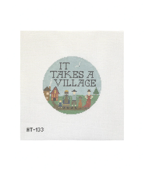 Hello Tess Designs HT133 It Takes a Village round 4" Round 18 mesh