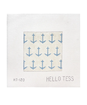 Hello Tess Designs HT123 Cream & Blue Anchors 5” Square 13 Mesh