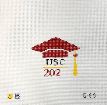 G-69 University of Southern California (USC), CA    3.5w x 3h 18 Mesh  LAUREN BLOCH DESIGNS