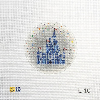 L-10 Magic Castle with Stars, Silver 4" round 18 Mesh  LAUREN BLOCH DESIGNS