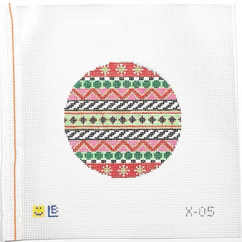 X-05 Black Diamonds on Green Stripe 4" round 18 Mesh LAUREN BLOCH DESIGNS