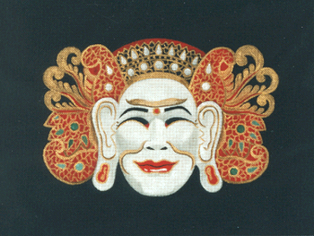 4717 Jero Luh 12" x 16"  Drama Mask of Bali Leigh Designs 18 Count Canvas 