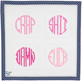 WS-084 Square Dirty Coasters - Pink 4” x 4” each 18 MESH WIPSTITCH Needleworks!