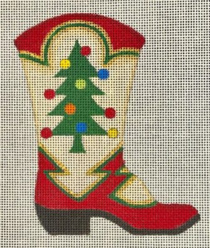 HO2166 COWBOY BOOT CHRISTMAS TREE 5 inches tall, 18 mesh Raymond Crawford Designs