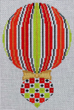 CH415F Red/Green w/ Black & White - Stripe Orn. Merry All Over 4" x 6"  Mesh EyeCandy Needleart