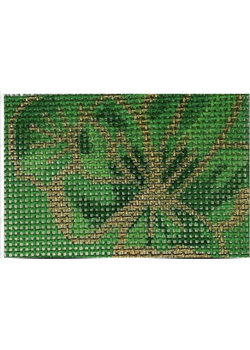Cases and Inserts  IN12 Green Hibiscus Planet Earth Insert 3.5x2.5" 13 Mesh Oasis Needlepoint