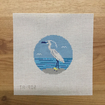 Bird Canvas - Great Blue Heron 18 mesh handpainted 4 Sq. Needlepoint  Canvas by Danji Designs