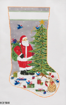 SCT Designs (KCN) KCD7610 Santa with Forest Friends Stocking  11" X 19" 13 Mesh