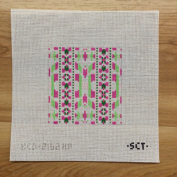 SCT Designs (KCN) KCD2152PG Ribbon Square Pink/Green 4 1/2" square 13 Mesh