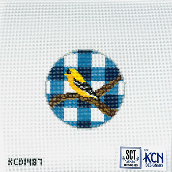 SCT Designs (KCN) KCD1487 Gingham Round Goldfinch3 1/4" round 18 Mesh
