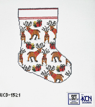 SCT Designs (KCN) KCD1521 Reindeer Mini Sock  4 1/4" X 6" 18  Mesh 