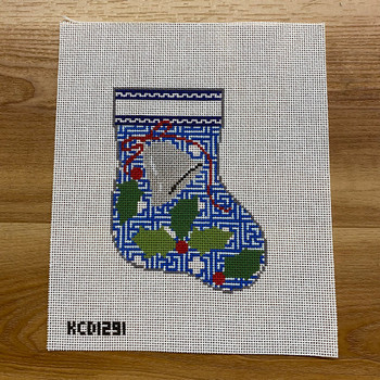 Mrs. Blandings (KCN) KCD1291 Holly and Bells on Kristen Mini Sock 5" X 6 1/2" 13 Mesh