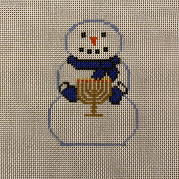 Jessica Lehane KCD1417 Snowman with Menorah 3 1/2" X 4 1/2" 18 Mesh