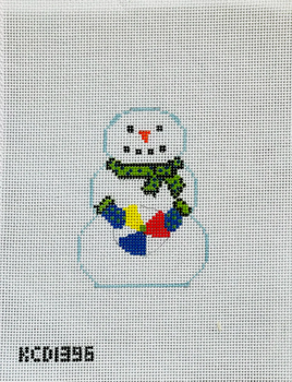 Jessica Lehane KCD1396 Snowman with Beach Ball  3 1/2" X 4 1/2"  18 Mesh