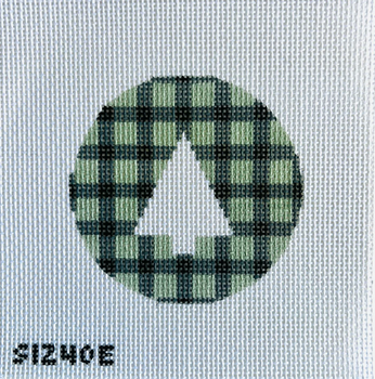 Tree on Green Plaid 3 1/2" round 13 mesh STITCH-ITs SI240E