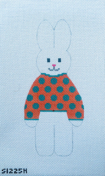 Orange and Teal Polka Dot Bunny 6" X 2 3/4 18  Mesh STITCH-ITs SI225H