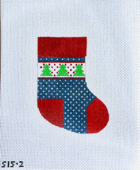 Blue and Green Trees Mini Stocking 4" X 5 1/2" 13 Mesh STITCH-ITs SI52