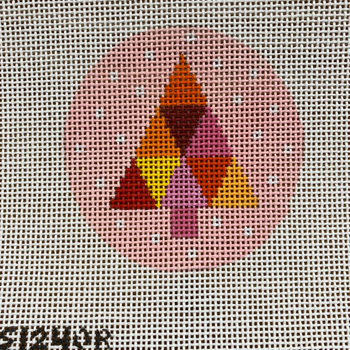 Multicolored Tree on Pink 3 1/2" Round 13 Mesh STITCH-ITs  SI240R