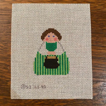 Green Angel with Pot of Gold  2 1/4" X 3" 13 Mesh STITCH-ITs SI16540