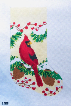 Christmas Cardinal  Stocking 16 1/2" long, 10" wide 13 Mesh Bauble Stockings  BS23