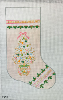 Rose Medallion Stocking 16 1/2" long, 10" wide 13 Mesh Bauble Stockings BS59