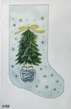 Topiary Christmas Tree Blue Stocking 16 1/2" long, 10" wide 13 Mesh Bauble Stockings BS58