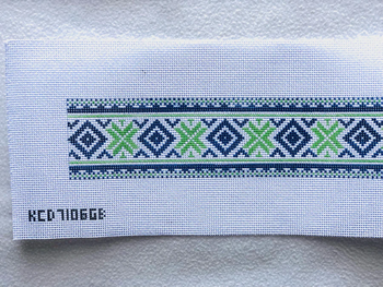 Diamond Strap Green/Blue 2 3/4" X 30" Little Stitches Needleworks KCD7106GB