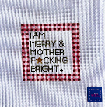 Merry and Bright Gingham 4 1/4" square 18 Mesh Ziggy Stitches  ZS19