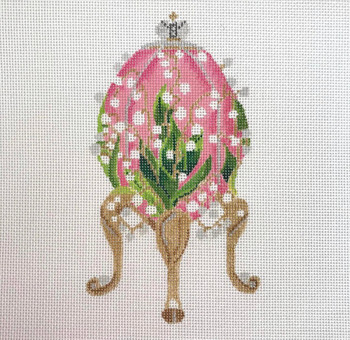 21-139 Pink Faberge Egg with Stand 3 x 6”  18 Mesh Blueberry Point