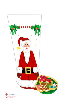 CHS01 Folk Santa Stocking 23" x 10" 13 Mesh  Deux Amis 