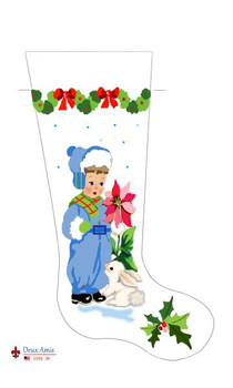 CHS35 Snowsuit Boy Stocking  23" x 10" 18 Mesh  Deux Amis 