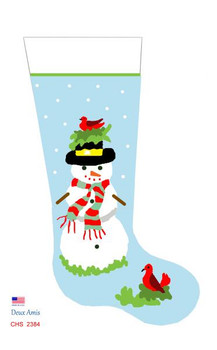 CHS2384 SL2384 Snowman And Cardinal Stocking 18" x 8" 13 Mesh  Deux Amis 