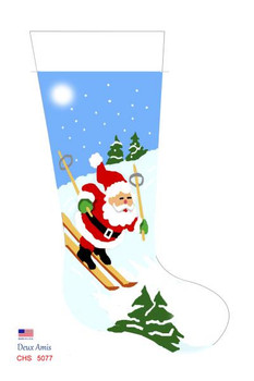 CHS5077 Skiing Santa Easy Stocking 23" x `10" 13 Mesh  Deux Amis 