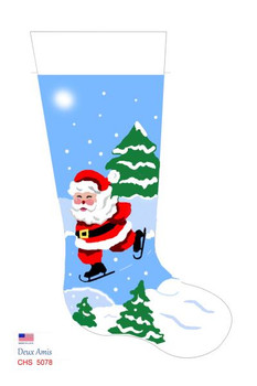 CHS5078 SL5078 Skating Santa Easy Stocking 18" x 8" 18 Mesh  Deux Amis 