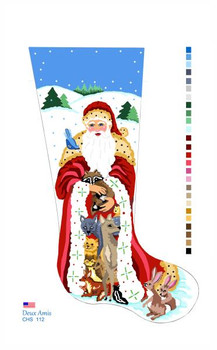 CHS112 Santa Animal Shelter Stocking 23" x 10"18 Mesh Deux Amis 