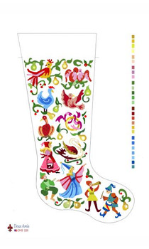 CHS220 SL220 12 Days Of Christmas Stocking 18" x 8" 13 Mesh Deux Amis 