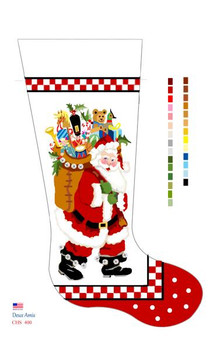 CHS400 SL400 Checkerboard Santa Stocking 18" x 8" 13 Mesh Deux Amis 