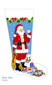 CHS406 SL406 Tall Santa, Toys In Snow Stocking 18" x 8" 13 Mesh Deux Amis 