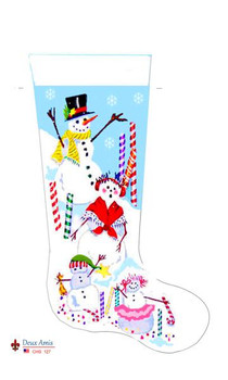 CHS127 Snowman Family Stocking 23" x 10" 18 Mesh Deux Amis 