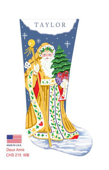 CHS215-W White Scandinavian Santa Stocking 23" x 10" 18 Mesh Deux Amis 