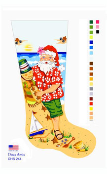 CHS244 Mr, Beach Santa Stocking  23" x 10" 13 Mesh Deux Amis 
