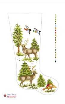 CHS752 Deer And Gamebirds Stocking 23" x 10" 13 Mesh Deux Amis 