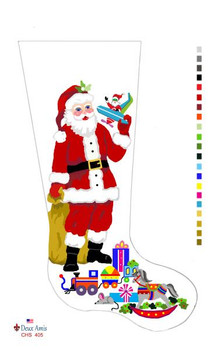 CHS405  Santa, Toys, Airplane Stocking 23" x 10" 18 Mesh Deux Amis 