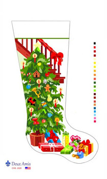 CHS2220 SL2220 Tree With Presents Stairs Stocking  18" x 8"13 Mesh Deux Amis